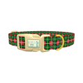 Green White Plaid Dog Collar - plastic gold