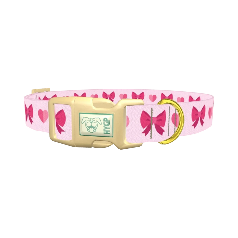 Heart Ribbon Dog Collar - plastic gold