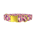 Checkered Chess Pieces Dog Collar - metal gold