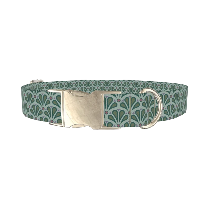 Art Deco Fan Dog Collar - metal silver