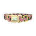 Pink Avocado Print Dog Collar - plastic gold