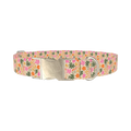 Tropical Floral Dog Collar - metal silver