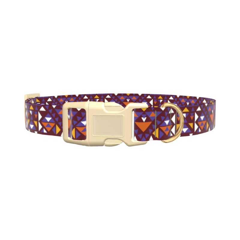 Tribal Triangle Pattern Dog Collar - plastic silver