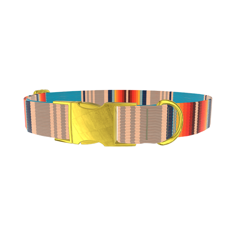 Striped Woven Dog Collar - metal rose gold