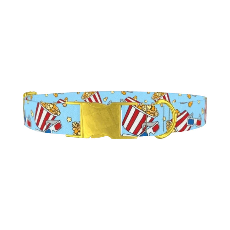 Movie Night Dog Collar - metal gold