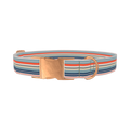 Striped Beige Dog Collar - metal rose gold