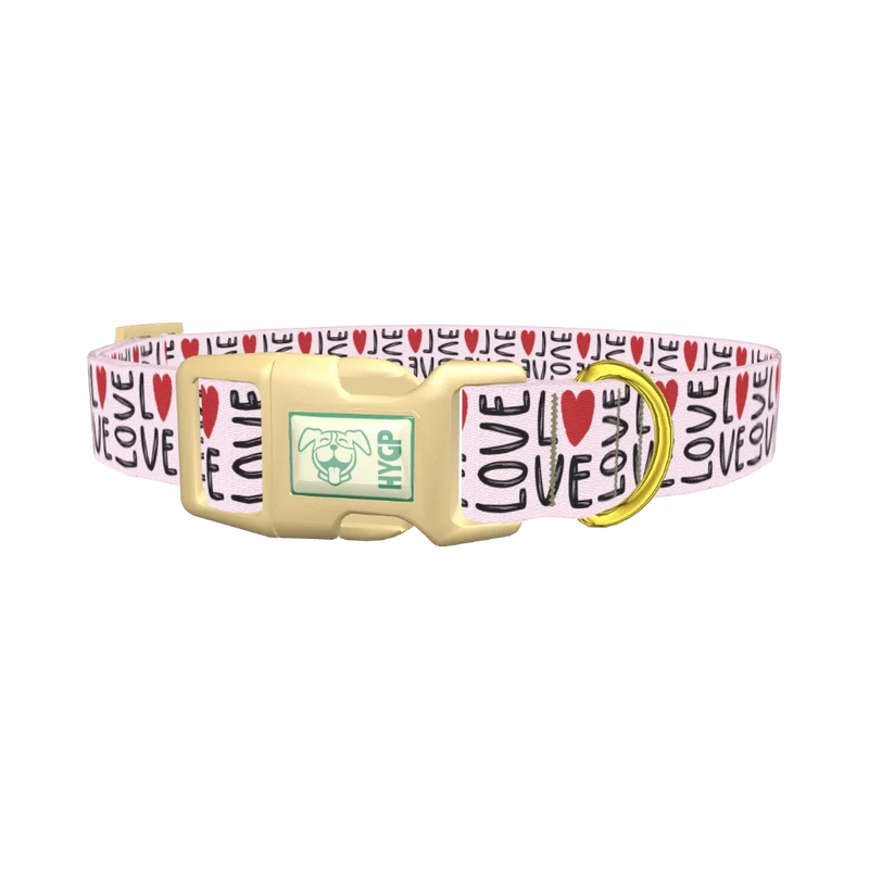 Love Heart Dog Collar - plastic gold