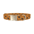 Halloween Cat Pattern Dog Collar - metal silver