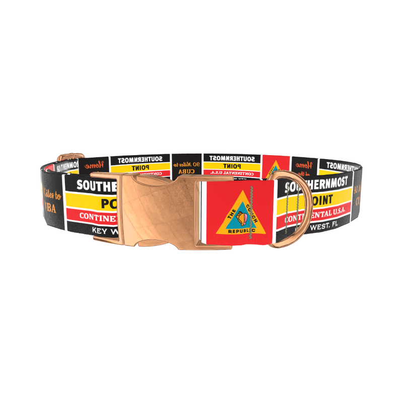 Key West Landmark Dog Collar - metal gold