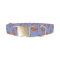 Blue Hotdog Print Dog Collar - metal silver