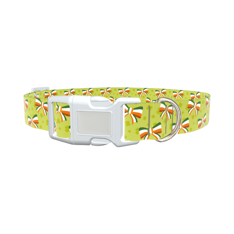 Shamrock Irish Bow Dog Collar - plastic rose gold