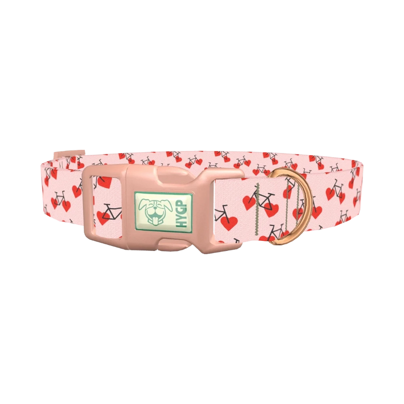 Valentine Heart Bike Dog Collar - plastic rose gold
