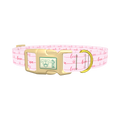 Pink Love Script Dog Collar - plastic gold