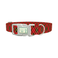Rhombus Christmas Plaid Dog Collar - plastic silver