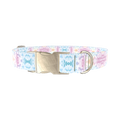 Pastel Tie-Dye Dog Collar - metal gold