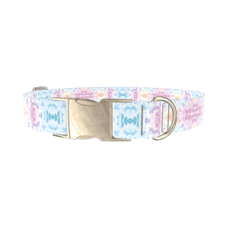 Pastel Tie-Dye Dog Collar - metal gold