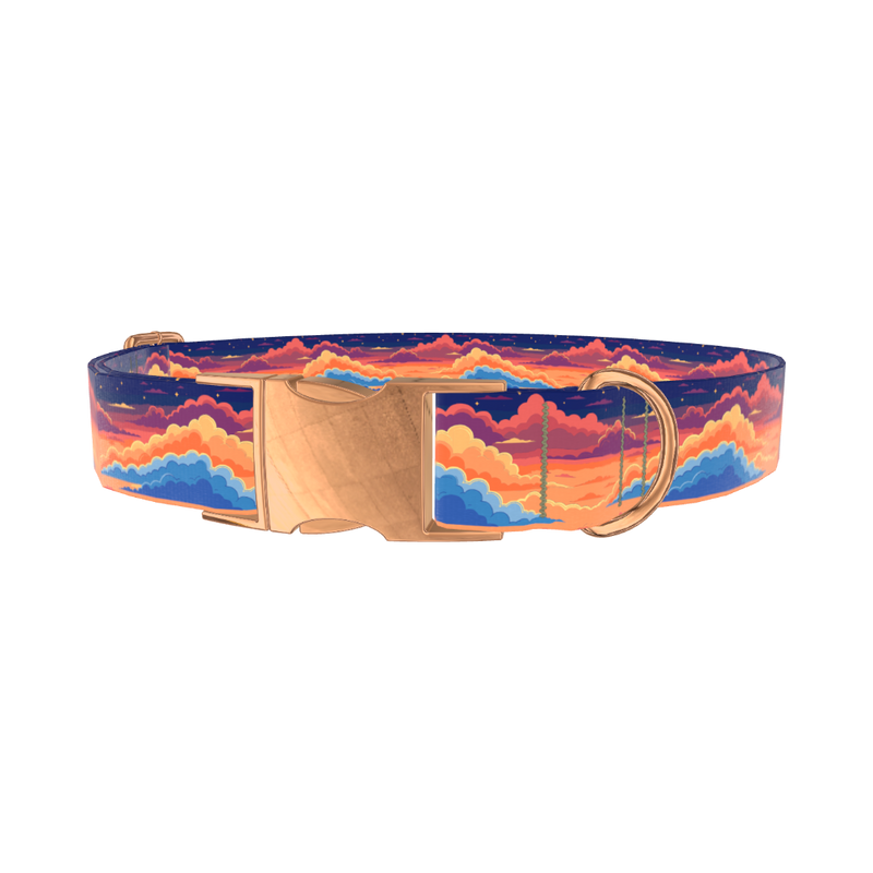 Sunset Cloud Dog Collar - metal silver