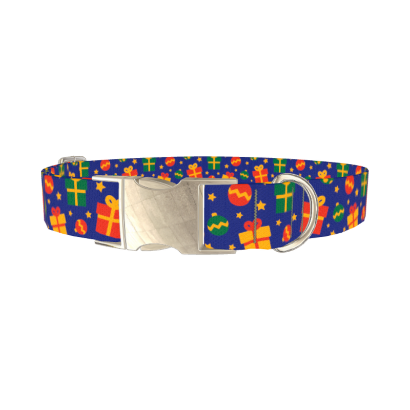 Festive Gift Dog Collar - metal silver