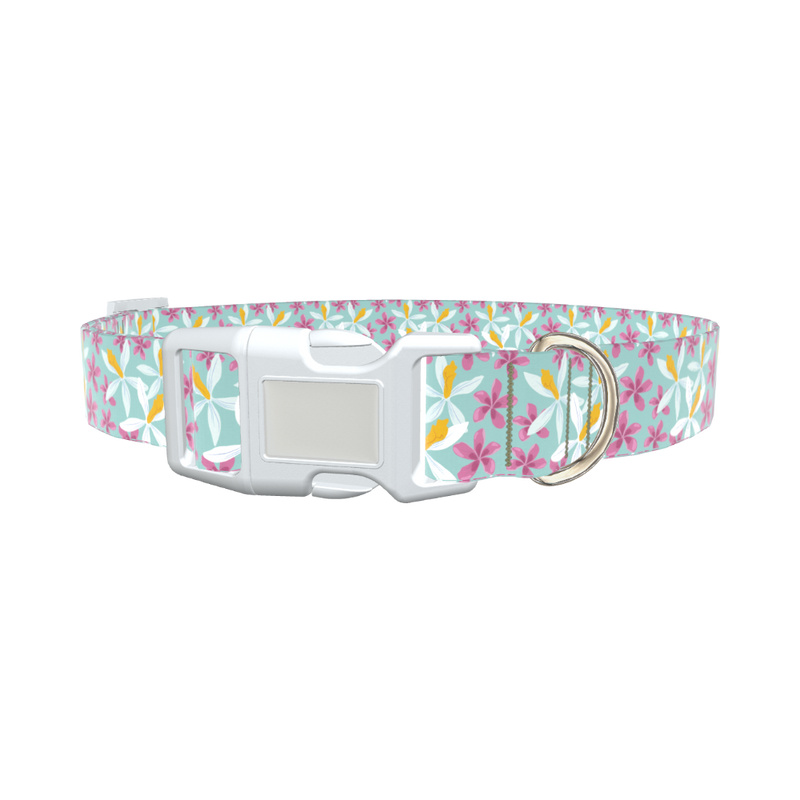Tropical Orchid Dog Collar - plastic rose gold