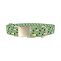 Green Dachshund Sweater Dog Collar - metal silver