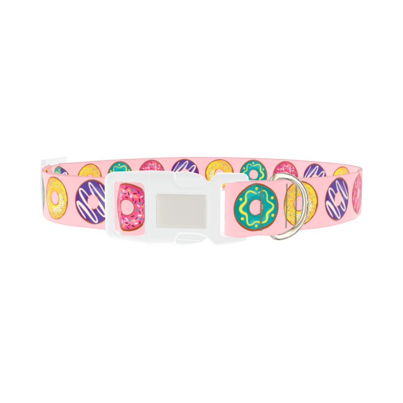 Colorful Donut Pattern Dog Collar - plastic silver