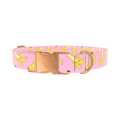 Pink Banana Pattern Dog Collar - metal rose gold