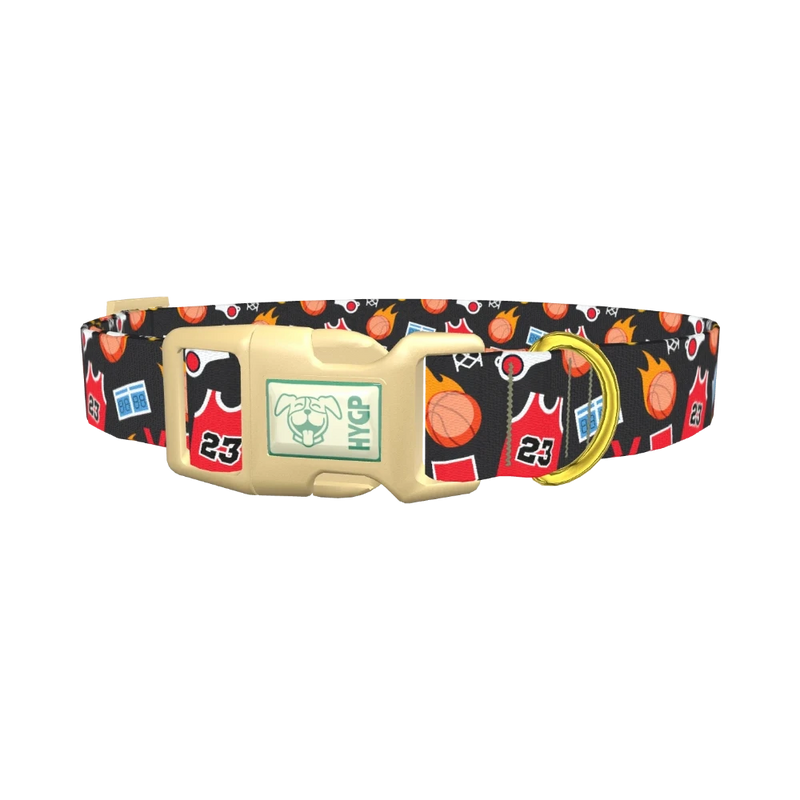 Flaming Basketball Dog Collar - plastic gold
