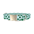 Blue Clover Pattern Dog Collar - metal silver