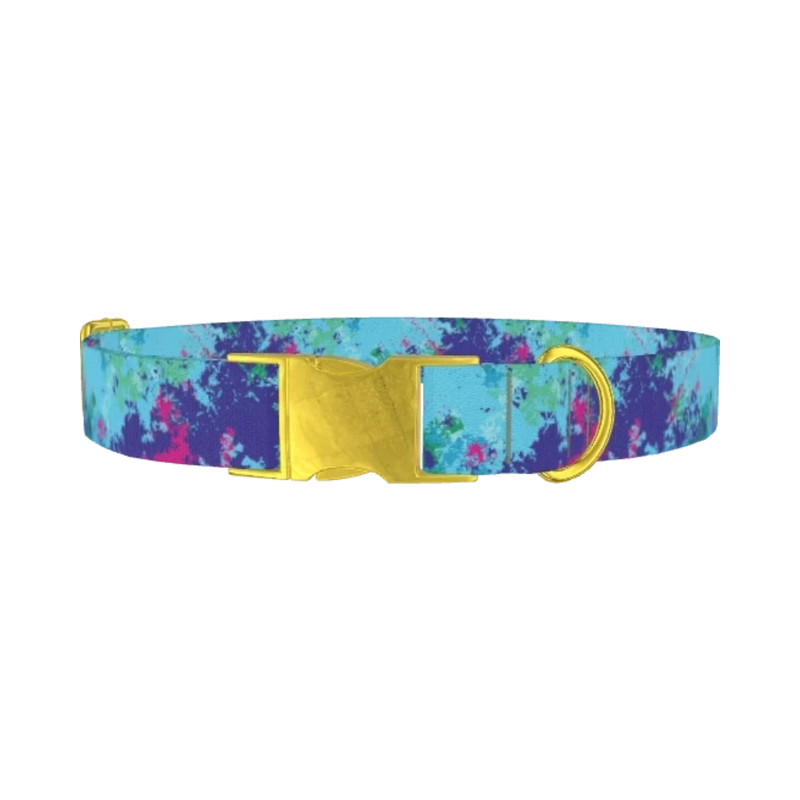 Abstract Paint Dog Collar - metal gold