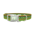 Green Tribal Stripes Dog Collar - plastic silver