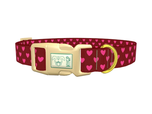 Cherry Pink Heart Dog Collar