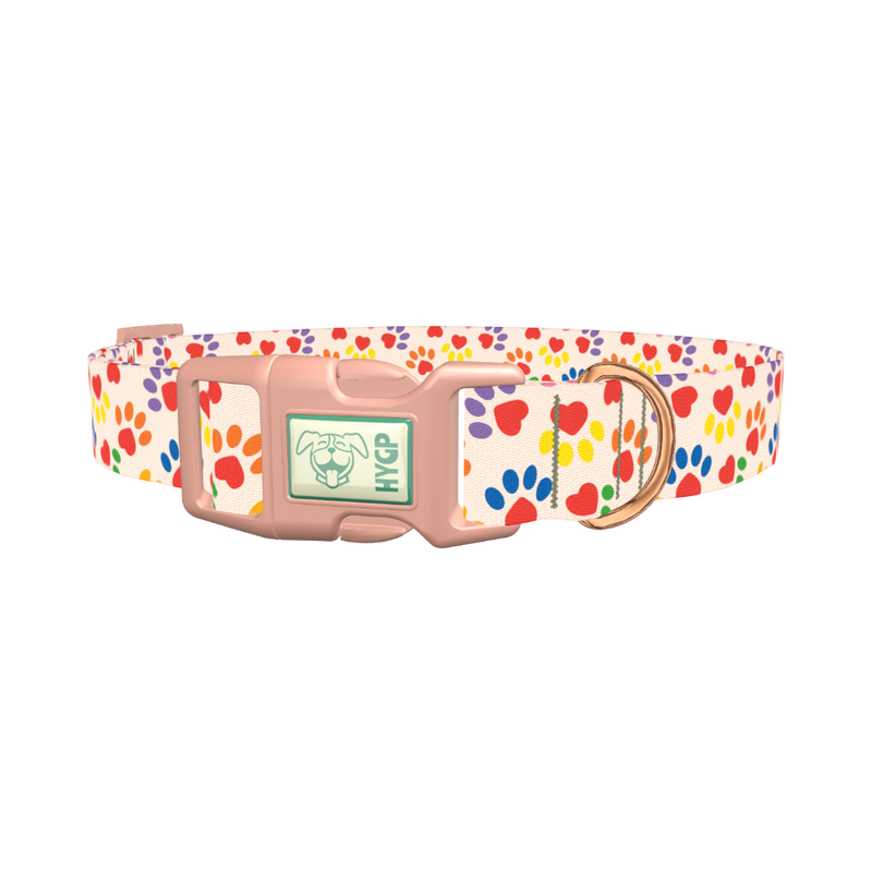 Heart Paw Dog Collar - plastic rose gold