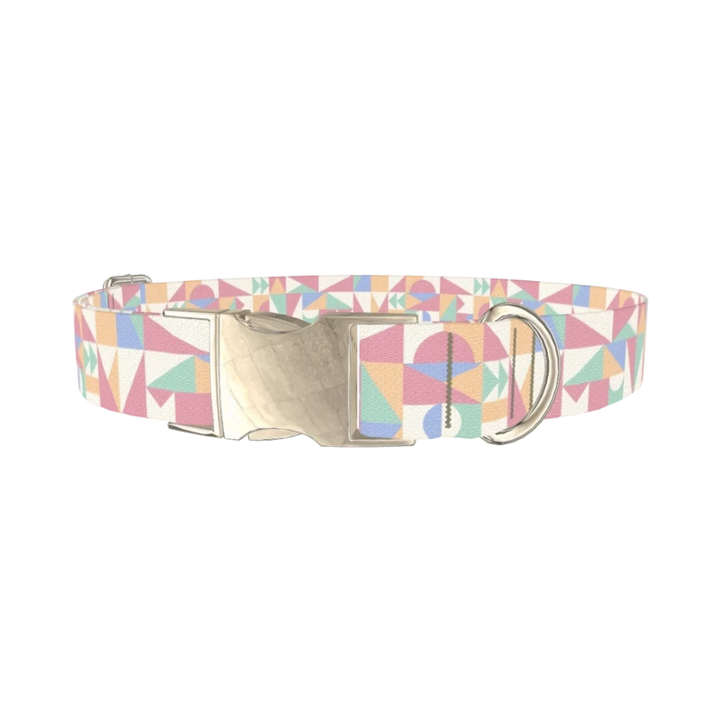 Geometric Pastel Dog Collar - metal silver
