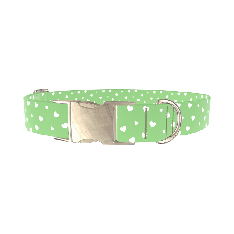 Green Heart Dog Collar - metal gold