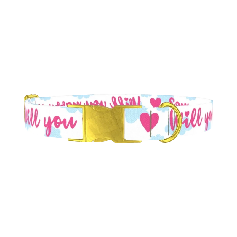 Romantic Heart Dog Collar - metal gold