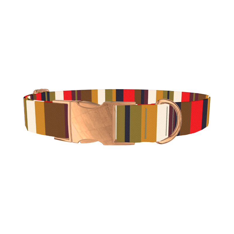 Vintage Stripes Dog Collar - metal rose gold