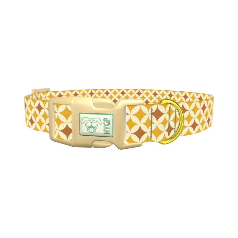 Yellow Geometric Star Dog Collar - plastic gold