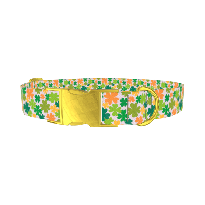Multicolor Clover Dog Collar - metal gold