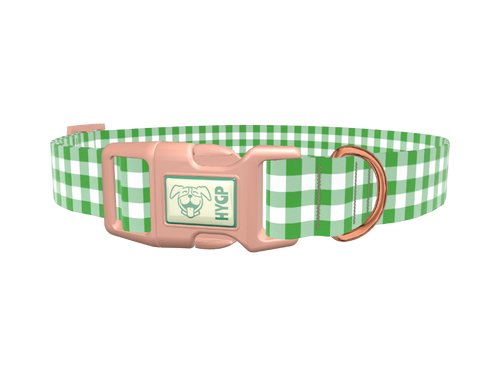 Green Plaid Dog Collar