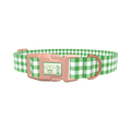 Green Plaid Dog Collar - plastic gold