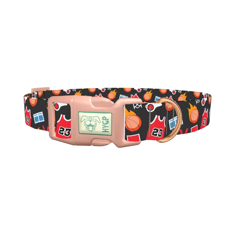 Flaming Basketball Dog Collar - plastic rose gold
