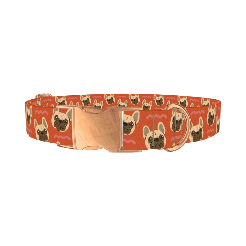 French Bulldog Dog Collar - metal rose gold