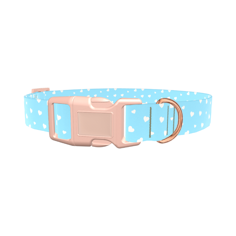 White Heart Pattern Dog Collar - plastic gold