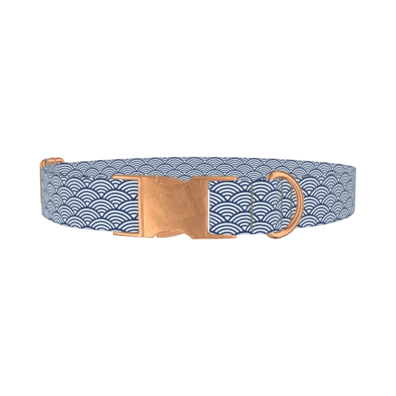 Geometric Wave Dog Collar - metal rose gold