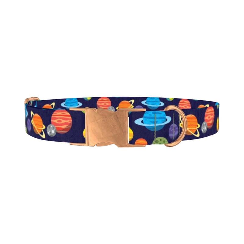 Space Planets Dog Collar - metal rose gold
