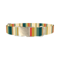 Striped Hexagon Dog Collar - metal silver