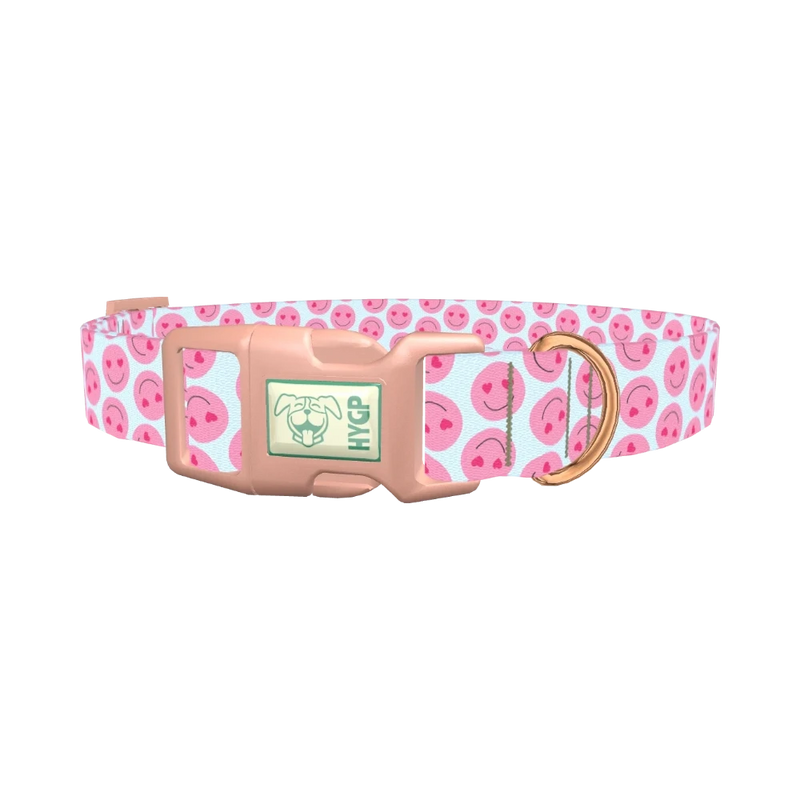 Heart Smile Emoji Dog Collar - plastic rose gold