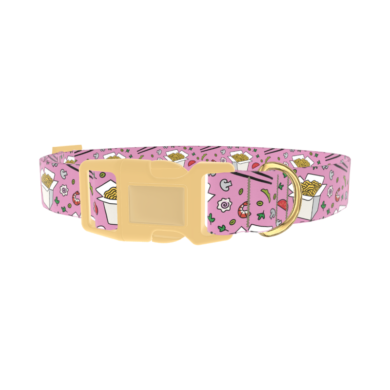 Noodle Takeout Dog Collar - plastic gold
