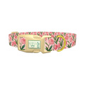 Pink Tulip Blossom Dog Collar - plastic gold