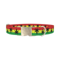 Rasta Leaf Dog Collar - metal silver